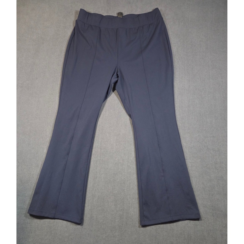 T BY Talbots Flare Pants Womens XL Petite Navy Blue Pintuck Seam Yoga Athleisure
